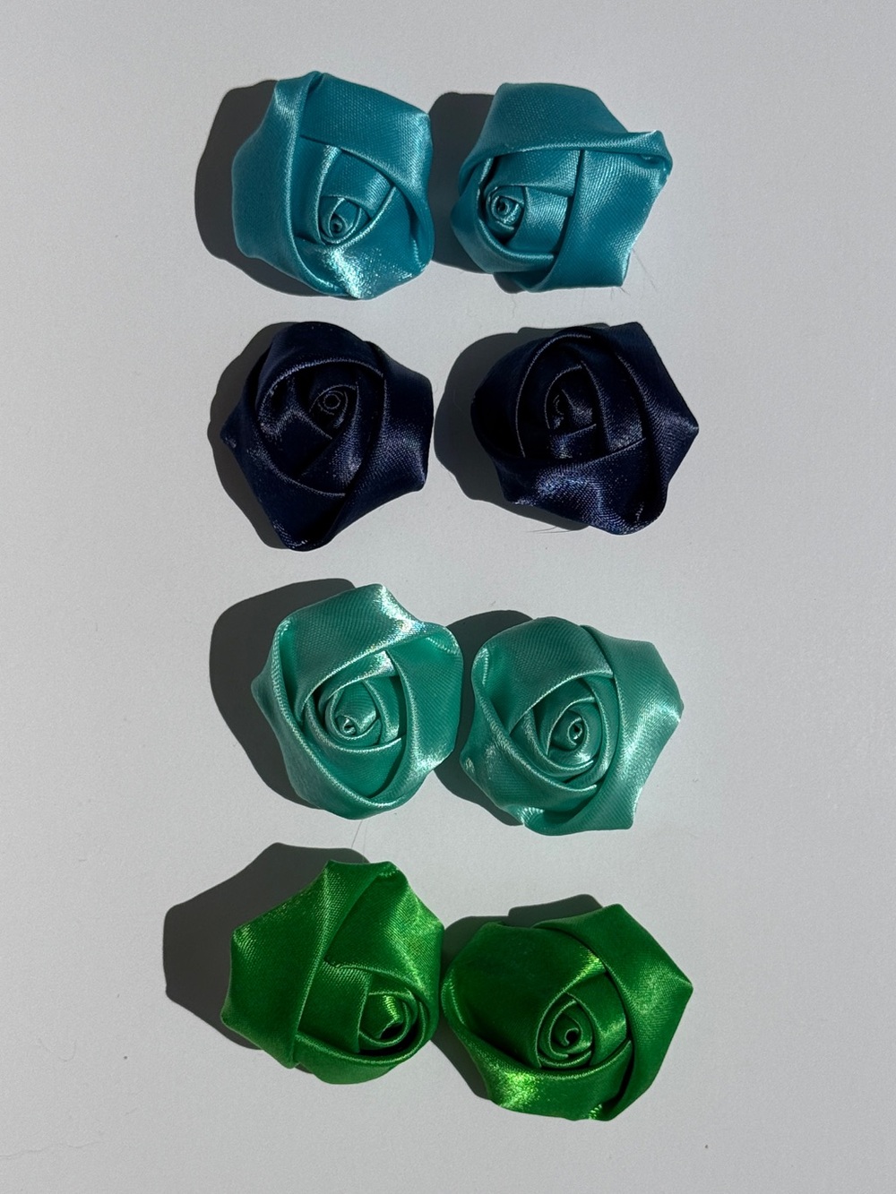Satin Rose Flower Crocs Charms - Teal, Navy, Mint, Emerald